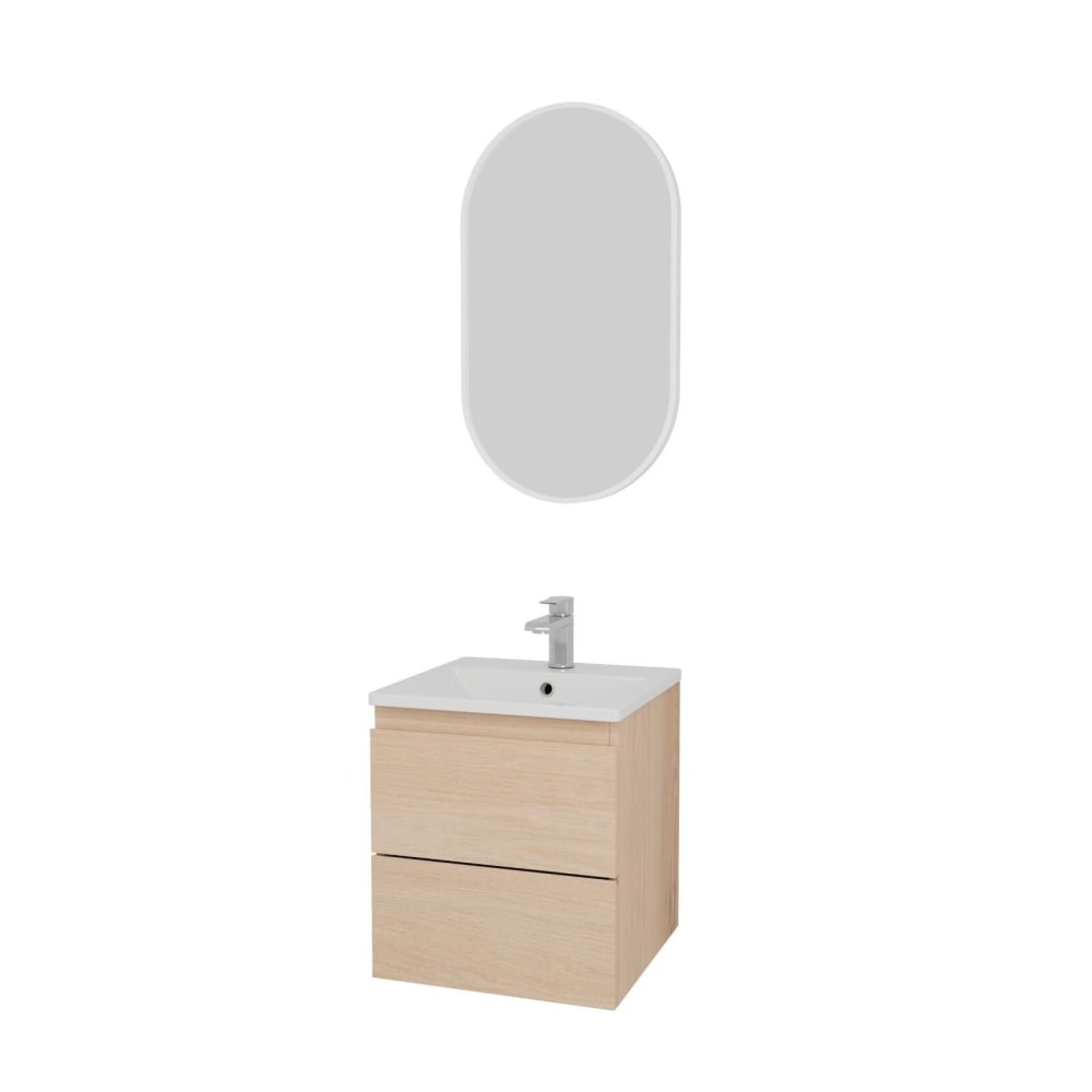 Ensemble meuble simple vasque  45 cm + robinet + Miroir