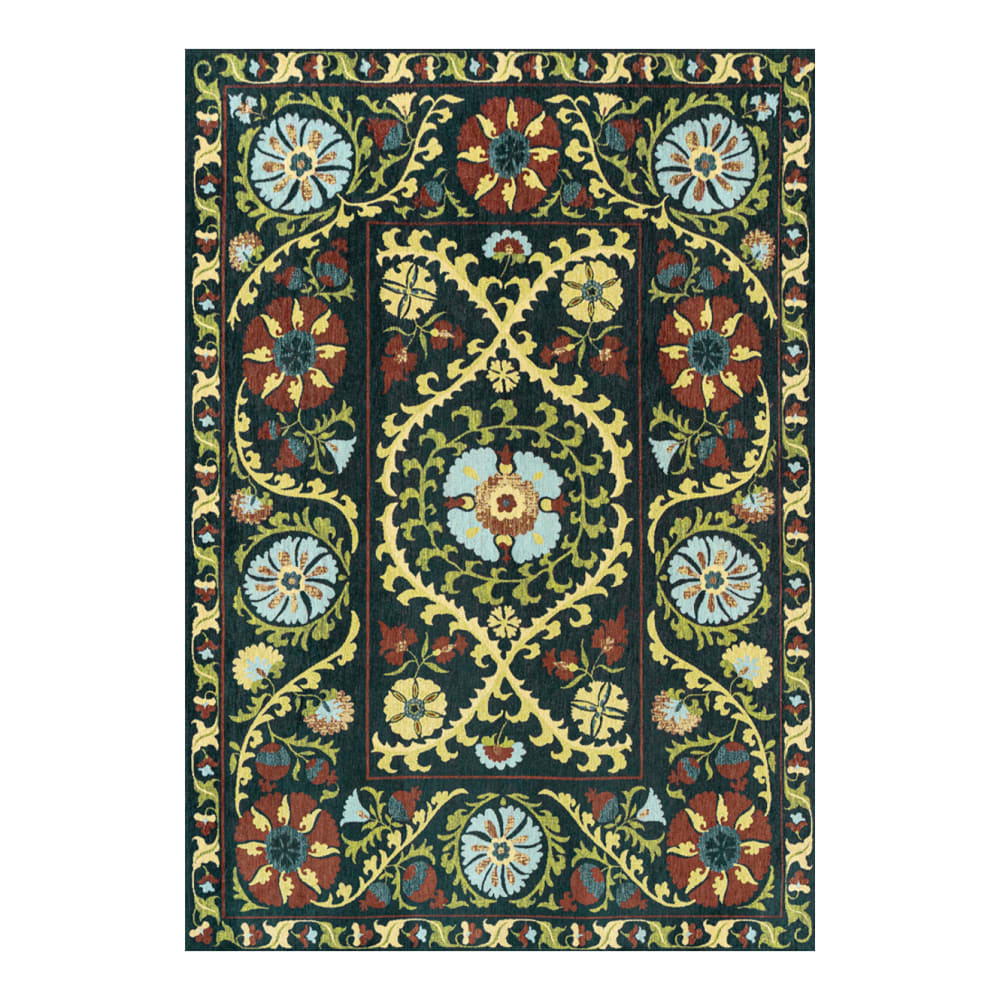 Louis de Poortere SUZANI - Teppich waschbar In-/Outdoor Grün 200x280 Grün Pes - Polyester