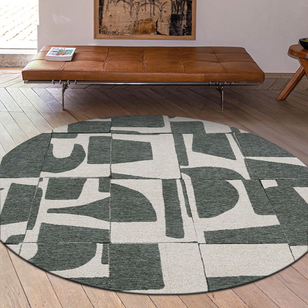 Tapis salon et chambre moderne tissé plat  240x240 cm Vert