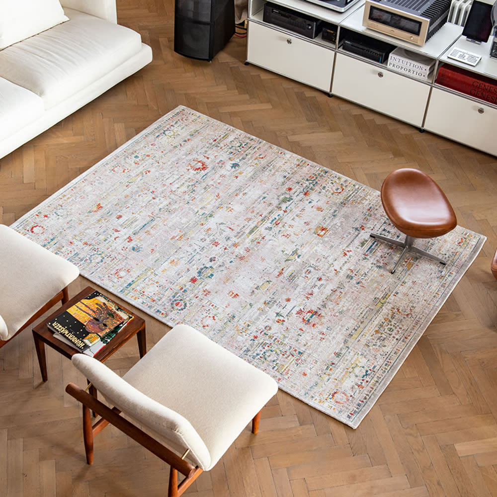Louis de Poortere USHAK - Teppich waschbar In-/Outdoor Beige 240x340 style modern Mehrfarbig Pes - Polyester