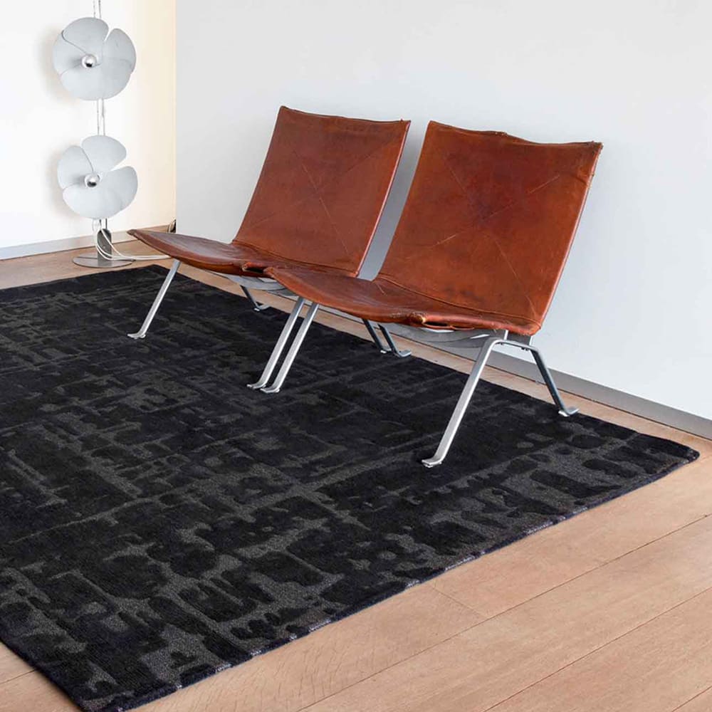 Louis de Poortere BAOBAB - Teppich waschbar In-/Outdoor Schwarz 200x280 style modern Schwarz Pes - Polyester