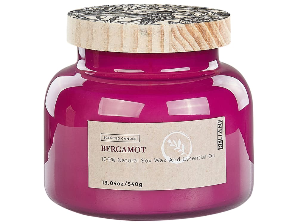 Beliani Duftkerze aus Sojawachs, Fruchtige Note style modern Violett Stoff