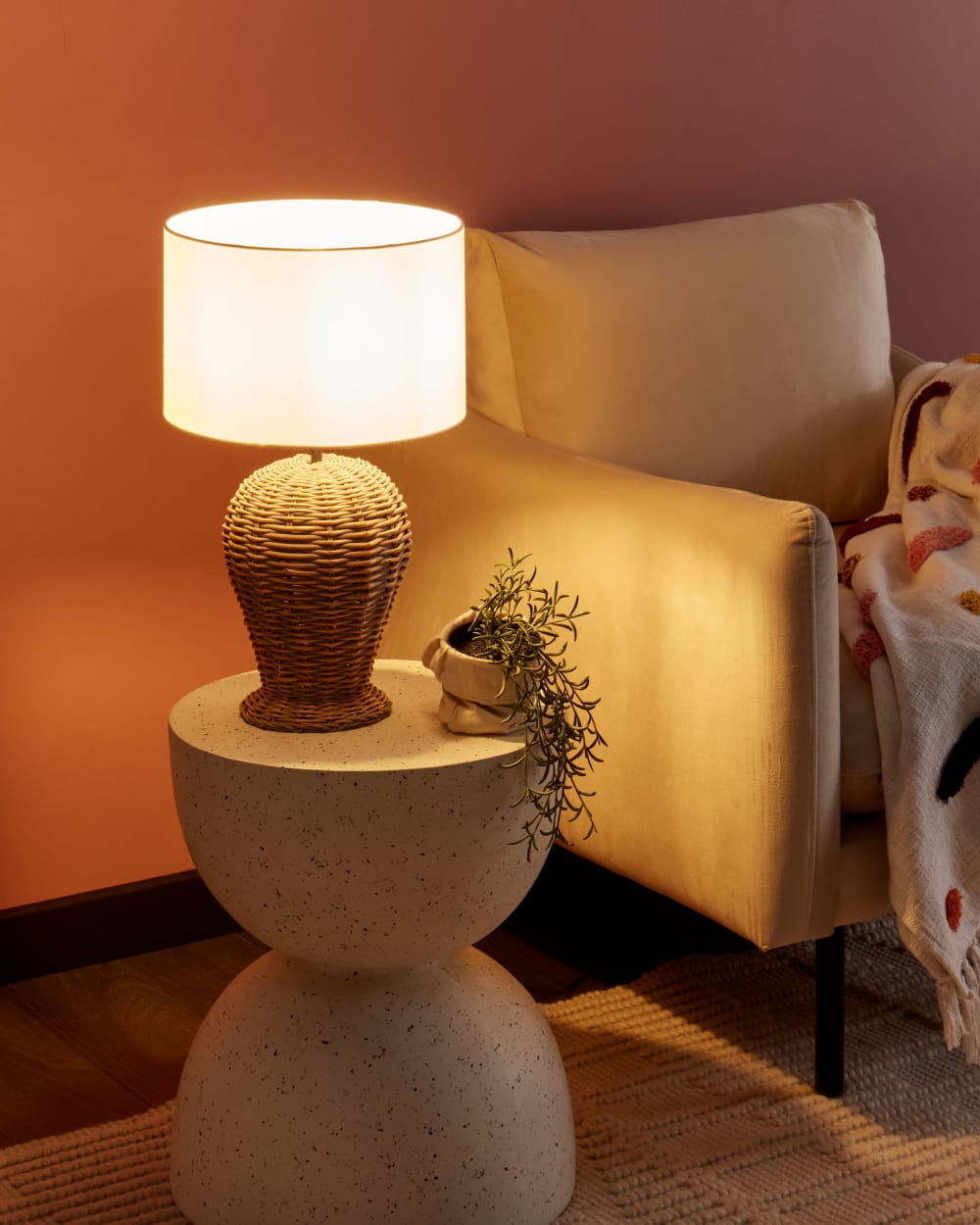 Lampe à poser rotin naturel