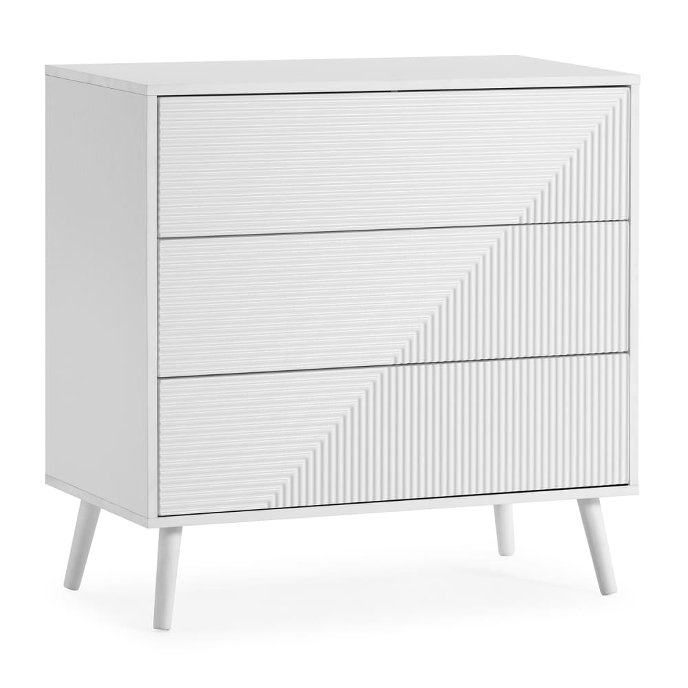 HOMN Kommode 3 schubladen Weiß style modern Weiß Spanplatte