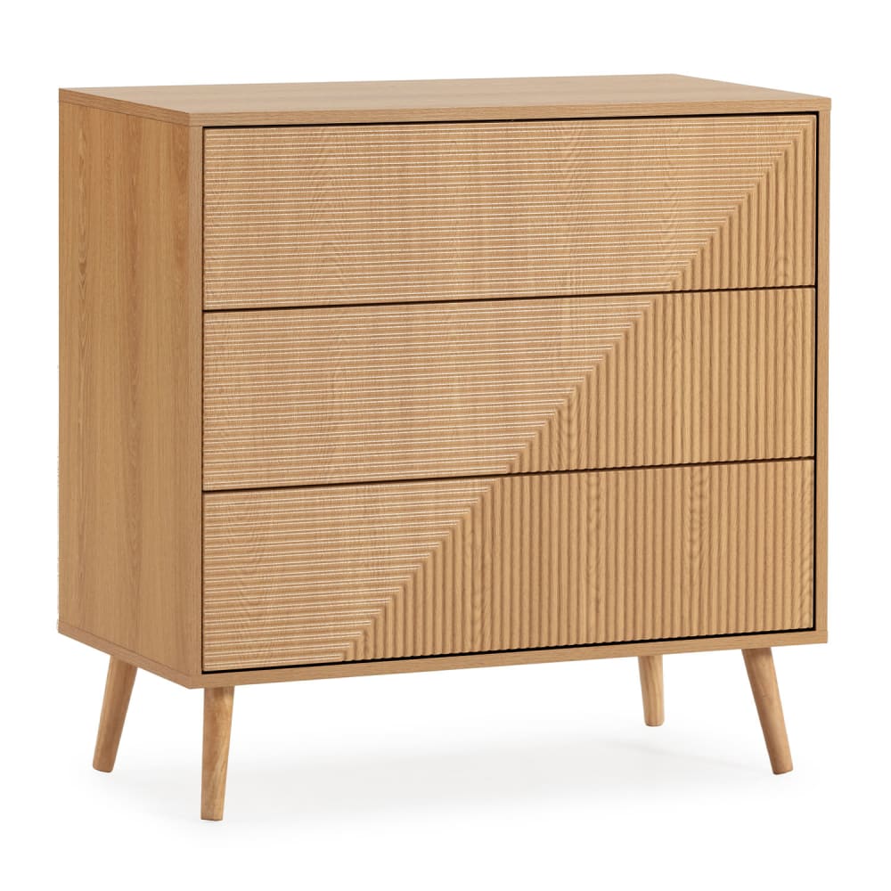 HOMN Kommode 3 schubladen Eicheneffekt style modern Braun Spanplatte