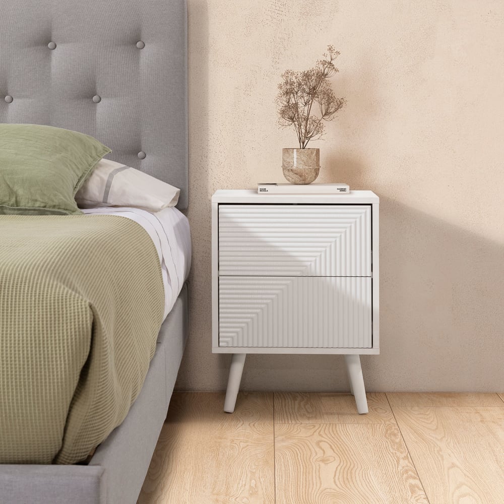 Table de chevet 2 tiroirs couleur Blanc