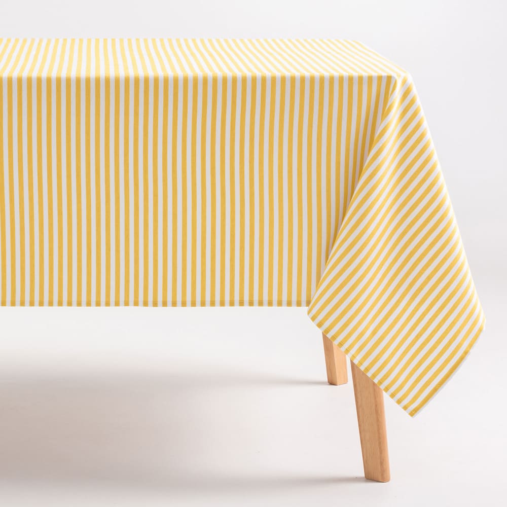 Nappe imperméable rayures toucher tissu jaune 160x100 cm