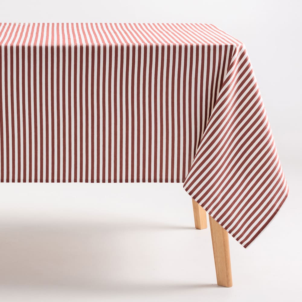 Nappe imperméable rayures toucher tissu carreau 160x160 cm