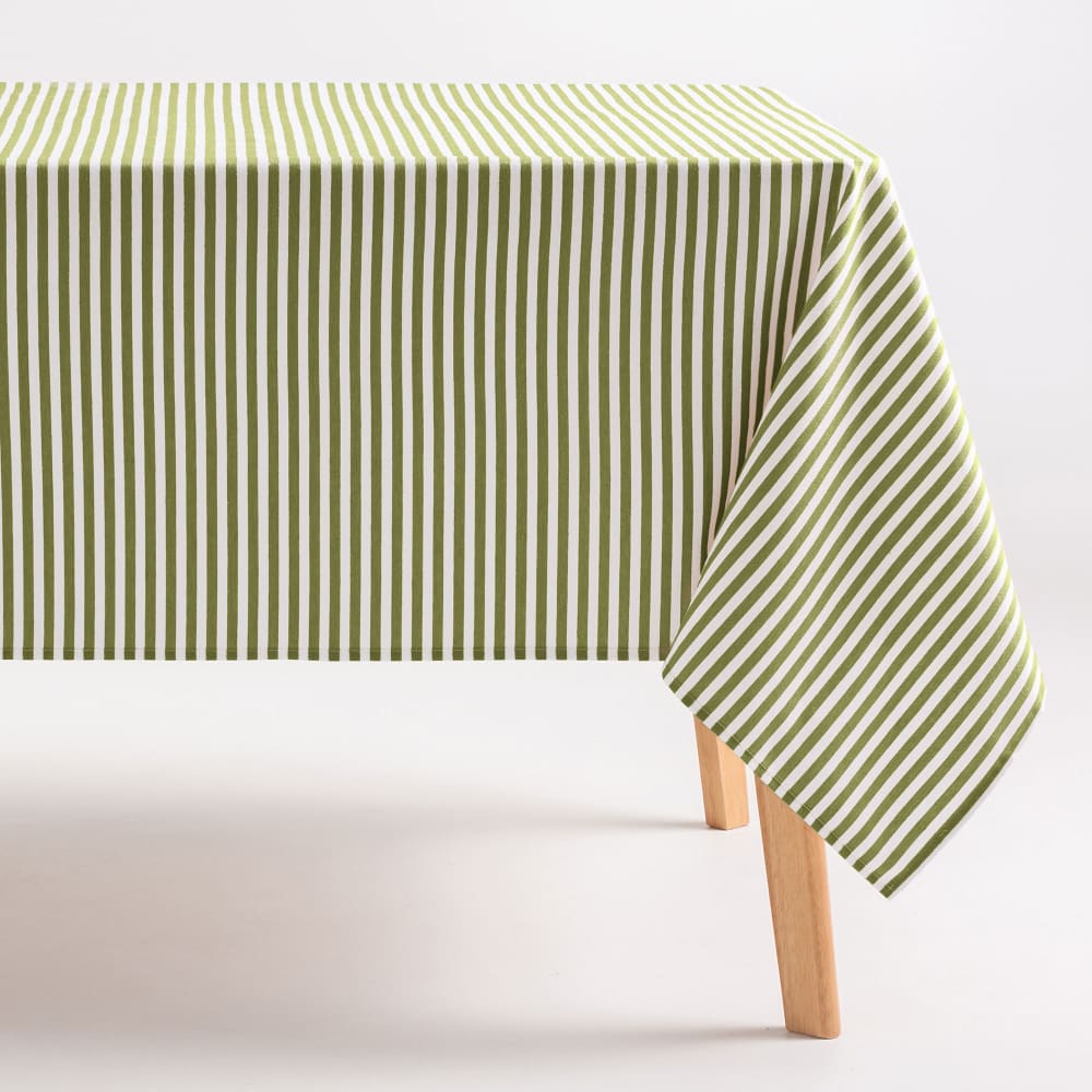 Nappe imperméable rayures toucher tissu vert 160x180 cm
