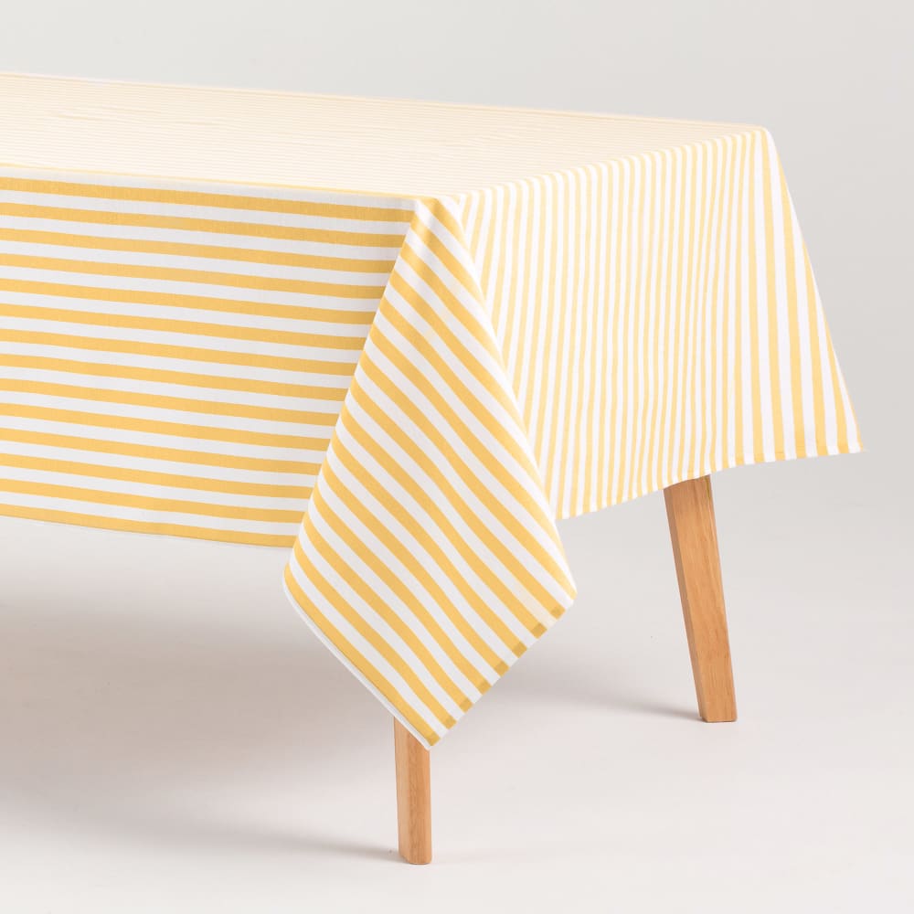 Nappe imperméable rayures toucher tissu jaune 140x180 cm