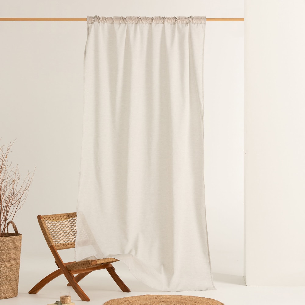 Gamusi Vorhang mit Schlaufen aus Baumwolle, Hellgrau 150x270 cm style landhaus Silber Öko-Tex Zertifikat Baumwolle