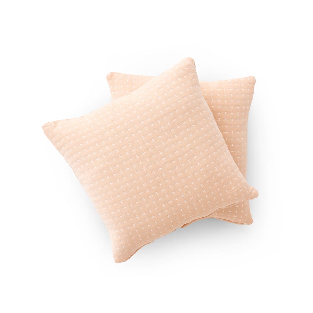 Lot de 2 housses de coussin coton beige 45x45 cm