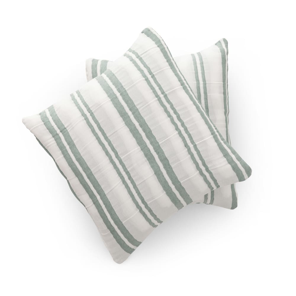 Lot de 2 housses de coussin coton à rayures vert 45x45 cm