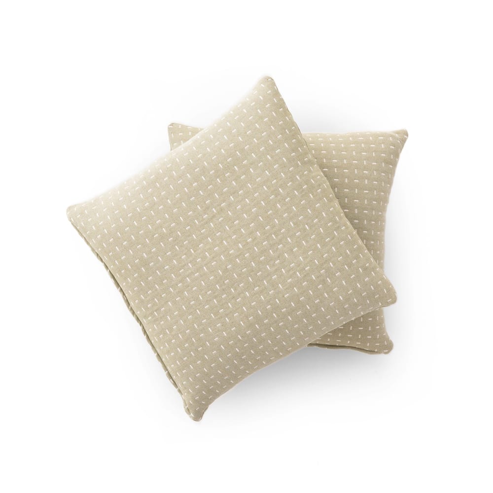 Lot de 2 housses de coussin coton vert 45x45 cm