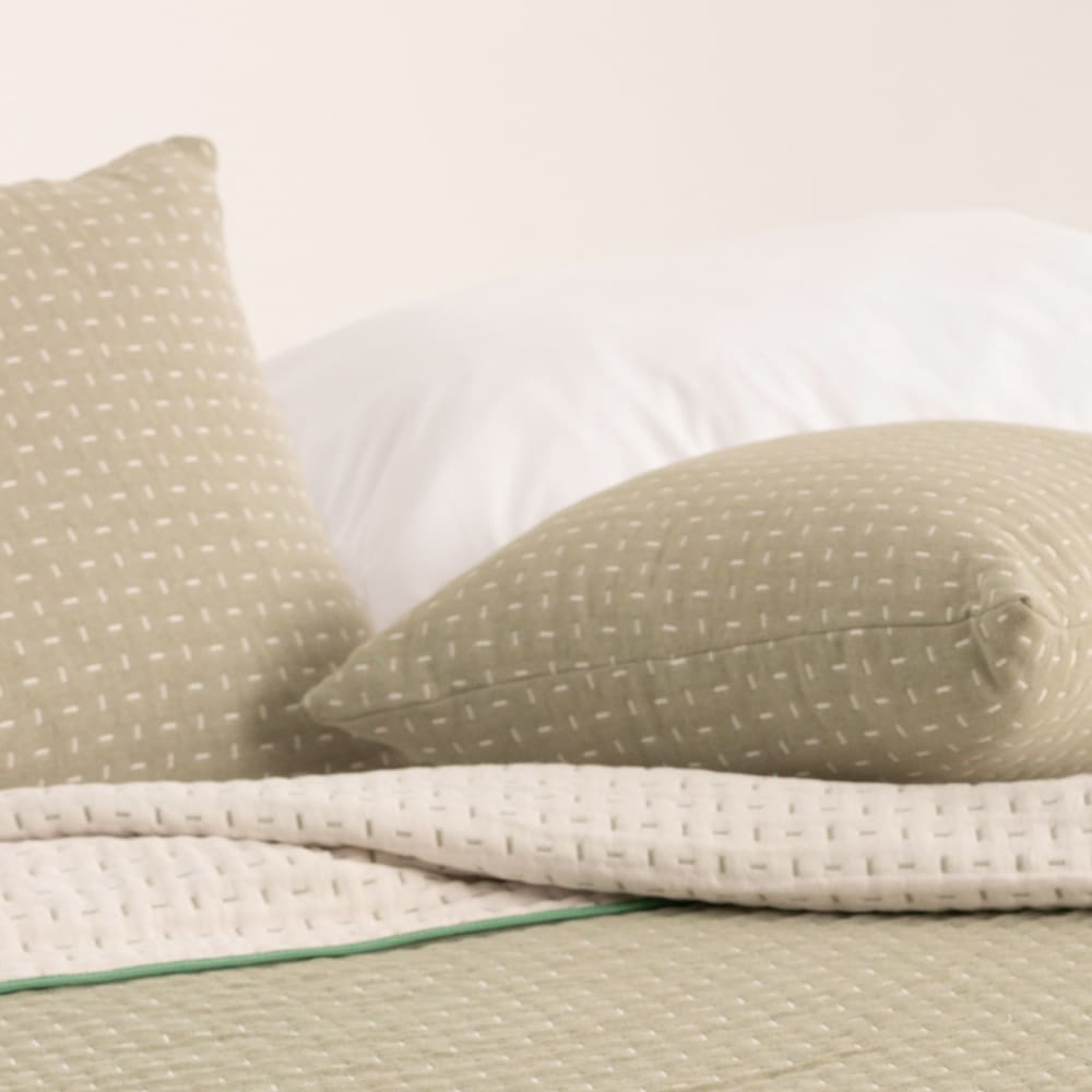 Lot de 2 housses de coussin coton vert 45x45 cm — vue 3