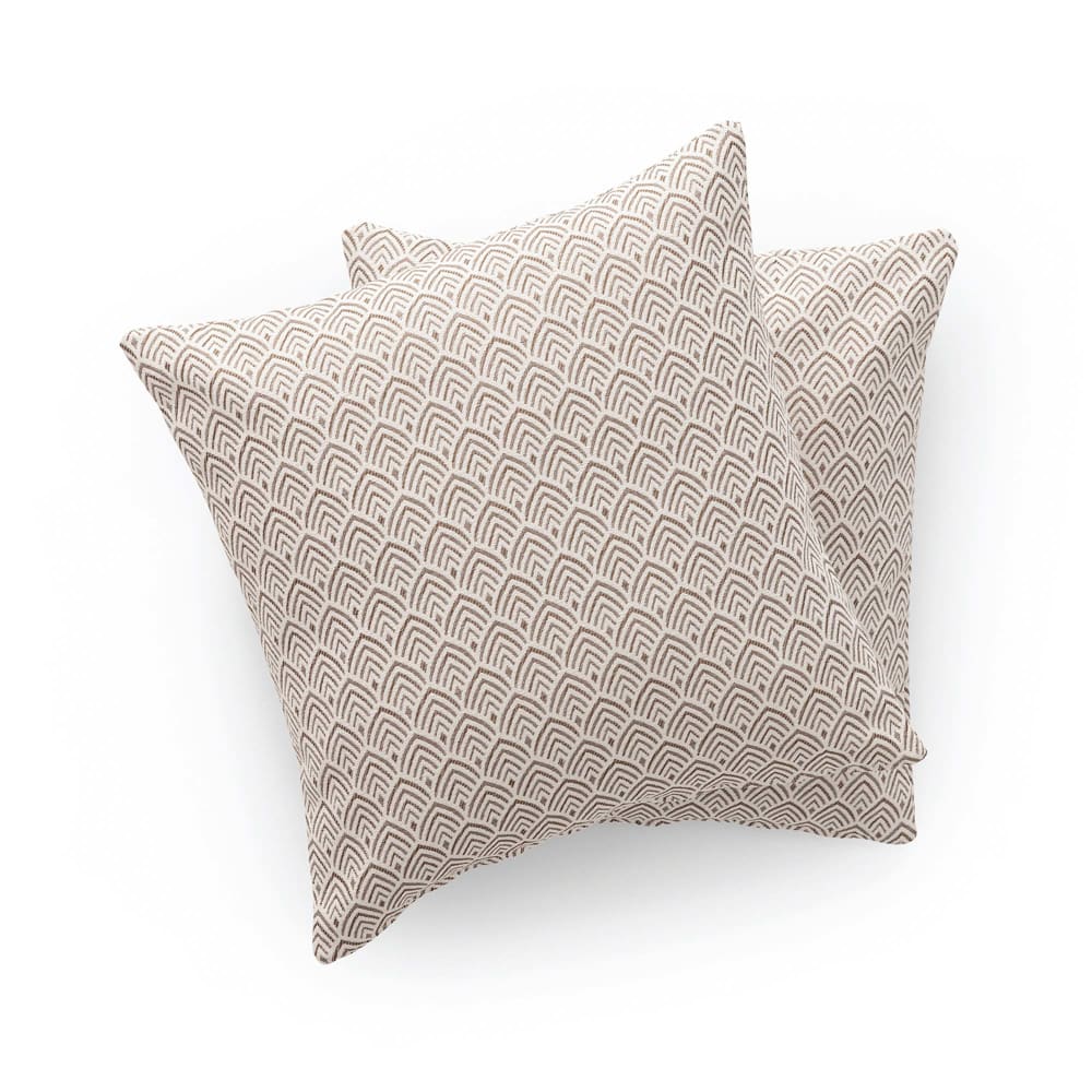 Lot de 2 housses de coussin coton taupe 45x45 cm