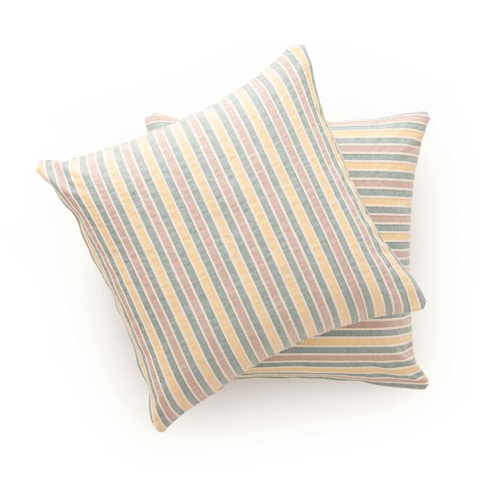 Lot de 2 housses de coussin coton à rayures 45x45 cm