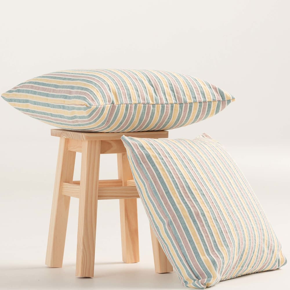 Lot de 2 housses de coussin coton à rayures 45x45 cm — vue 3