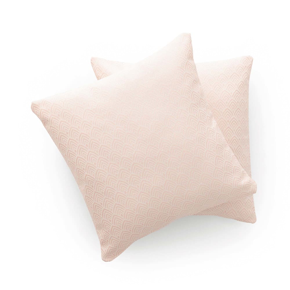 Lot de 2 housses de coussin coton rose 45x45 cm