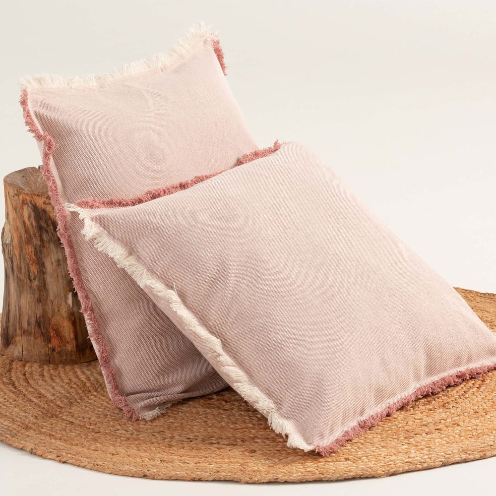 Lot de 2 housses de coussin avec franges mauve 50x50 cm — vue 3