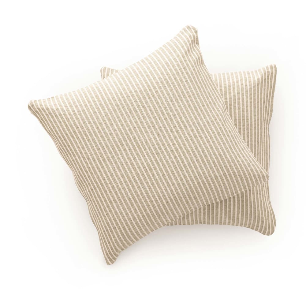 Lot de 2 housses de coussin coton à rayures vert 45x45 cm