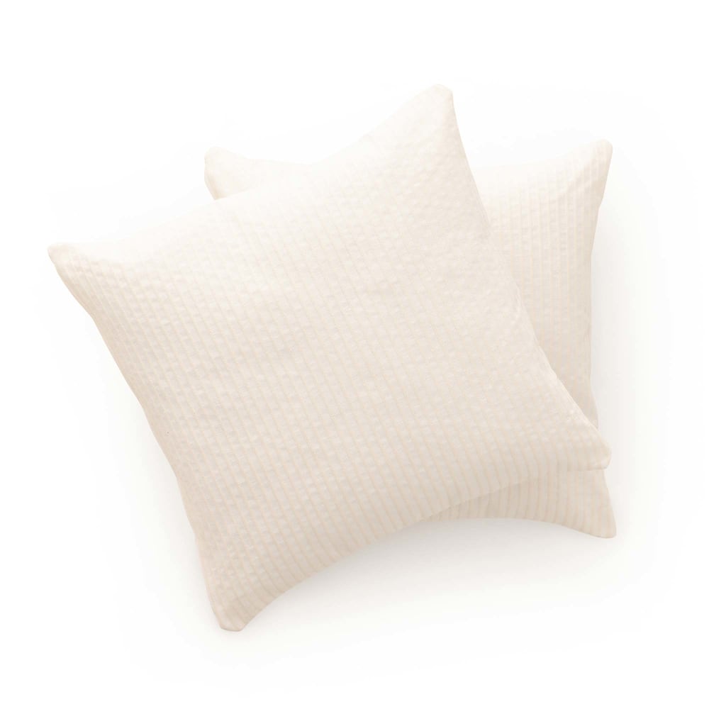 Lot de 2 housses de coussin coton à rayures blanc 45x45 cm