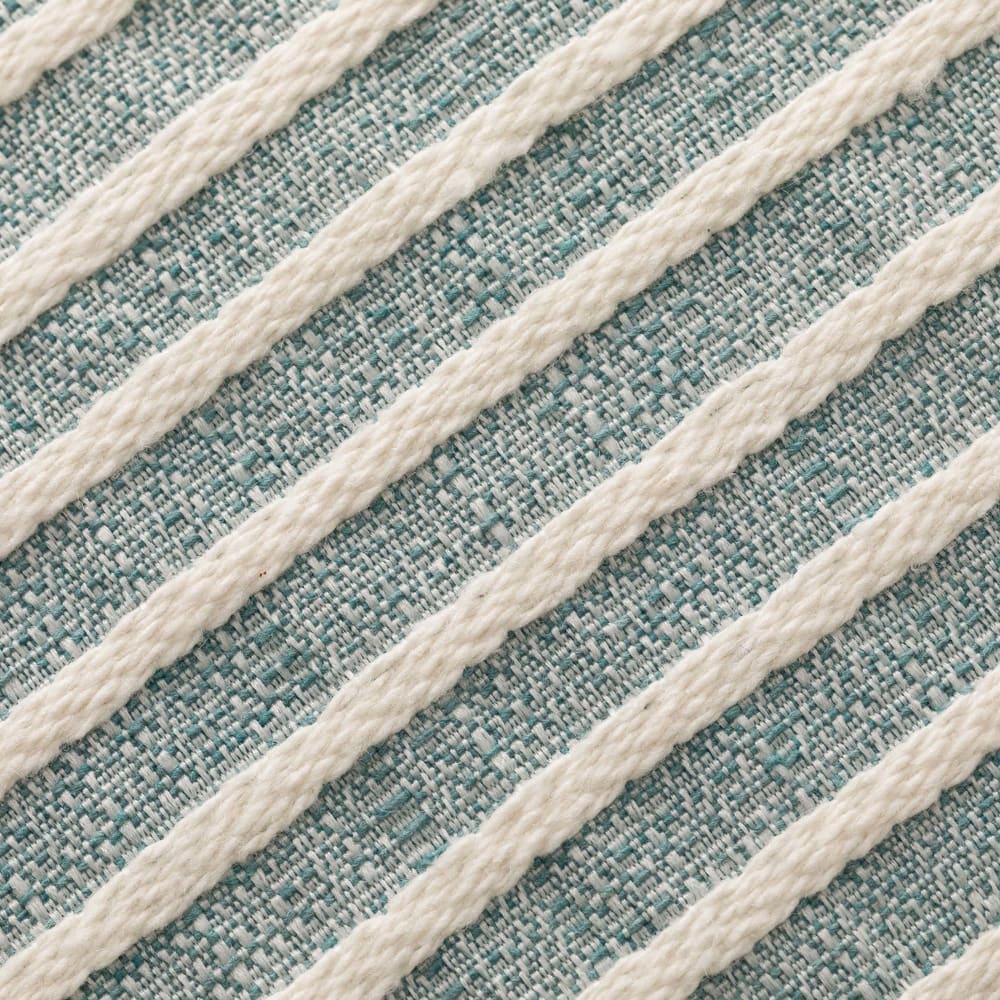 Lot de 2 housses de coussin coton à rayures aqua marine 45x45 cm — vue 4