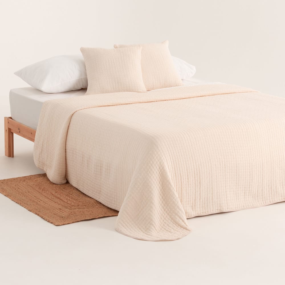 Couvre-lit en jacquard de coton, écru 235x270 cm