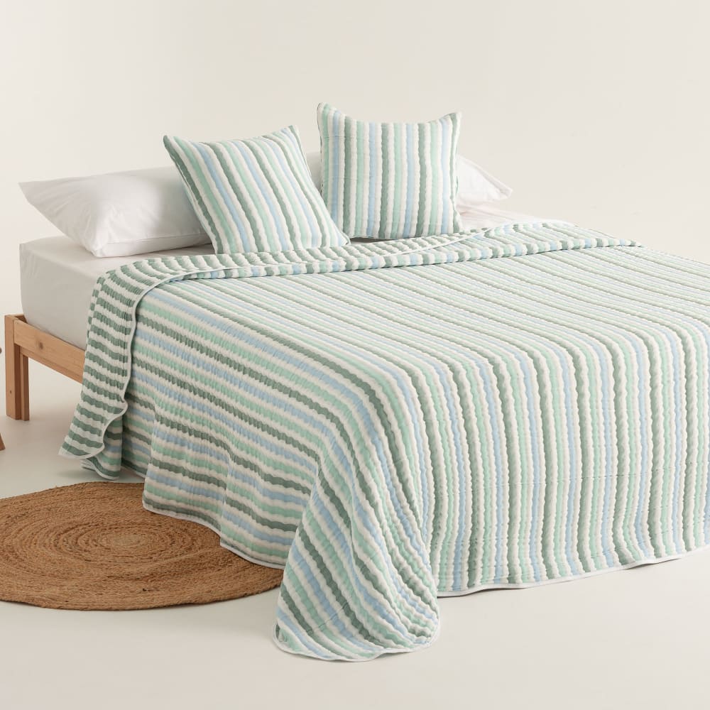 Couvre-lit en jacquard de coton à rayures, 270x270 cm