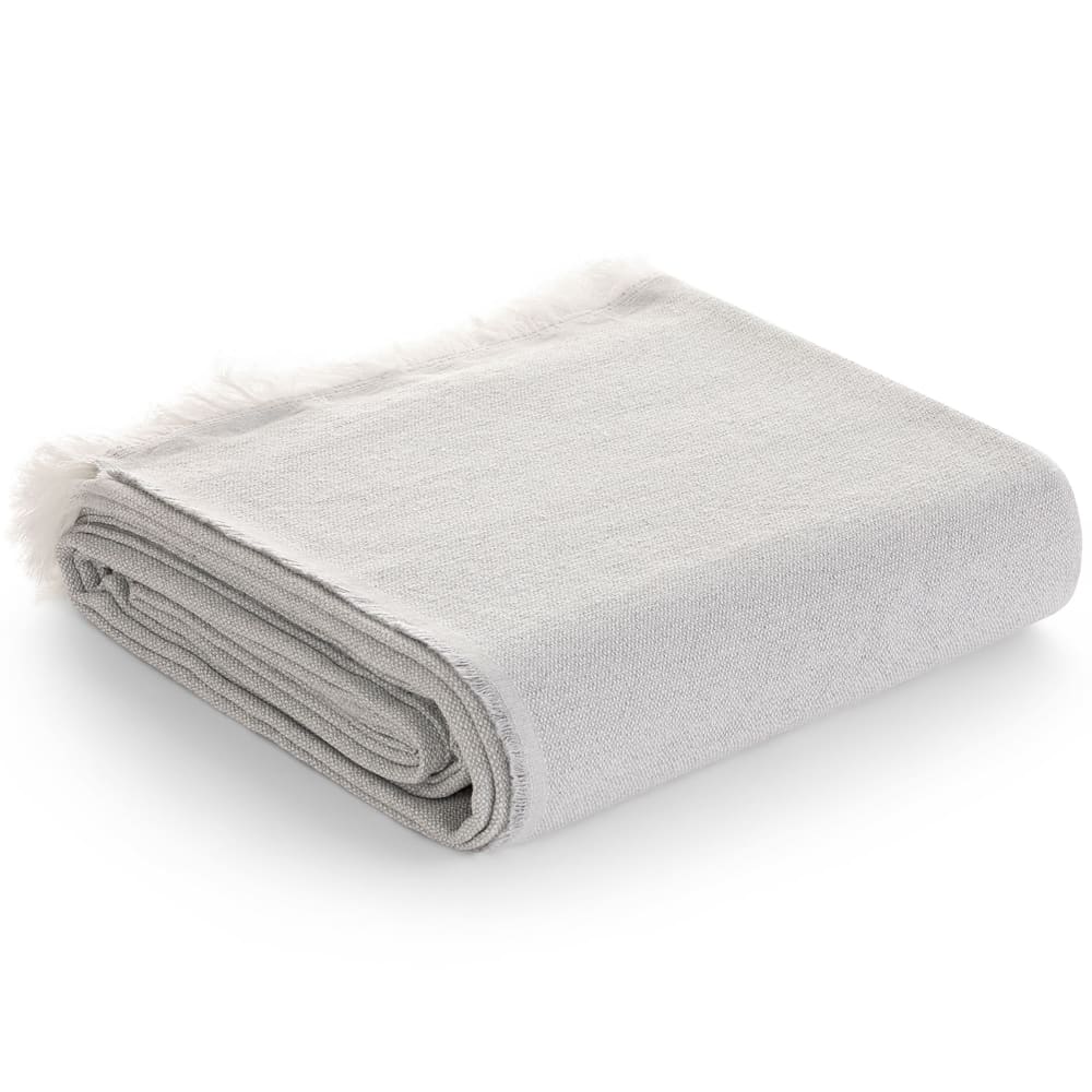 Plaid aus Baumwolle, Hellgrau 230x280 cm - Maisons Du Monde