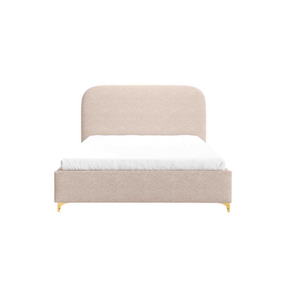 Lit coffre tissu chenille beige 140 x 200