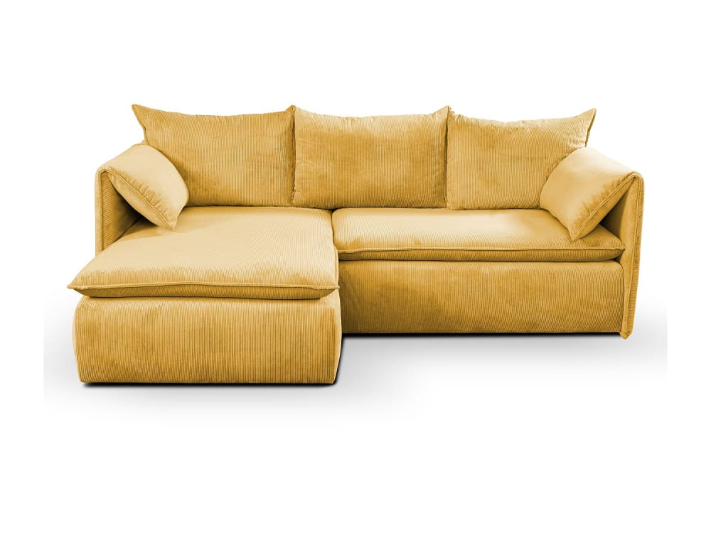 Canapé d'angle velours 4 places jaune moutarde