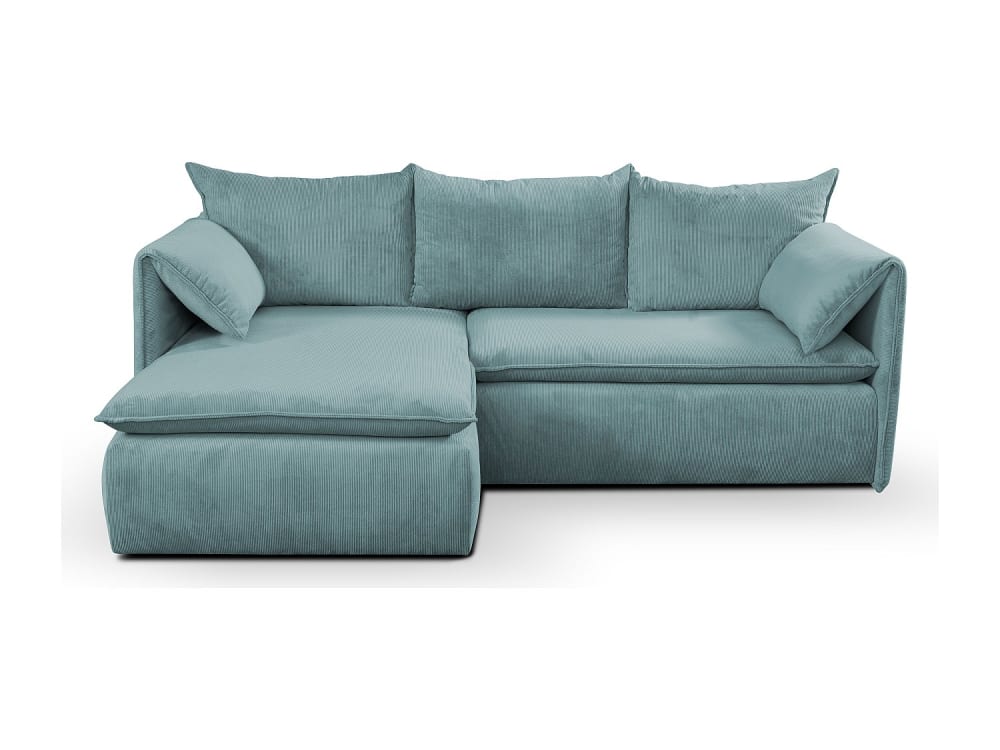 Canapé d'angle velours 4 places bleu canard