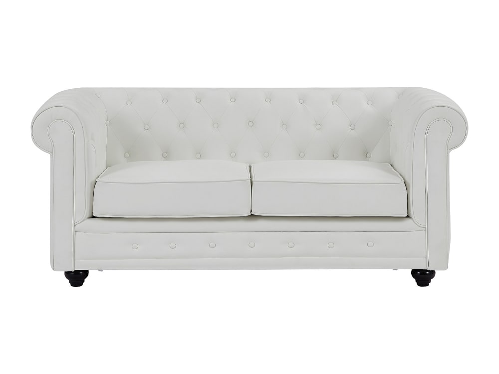 Canapé fixe simili cuir 2 places blanc