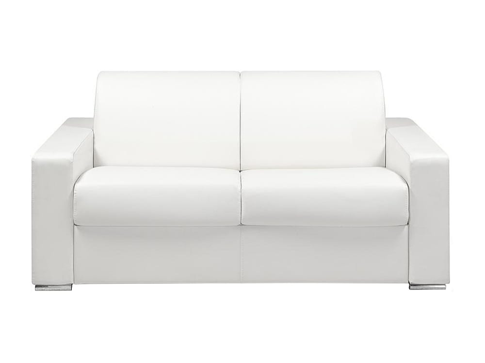 Canapé convertible simili 2 places blanc} Canapé convertible simili 2 places blanc}