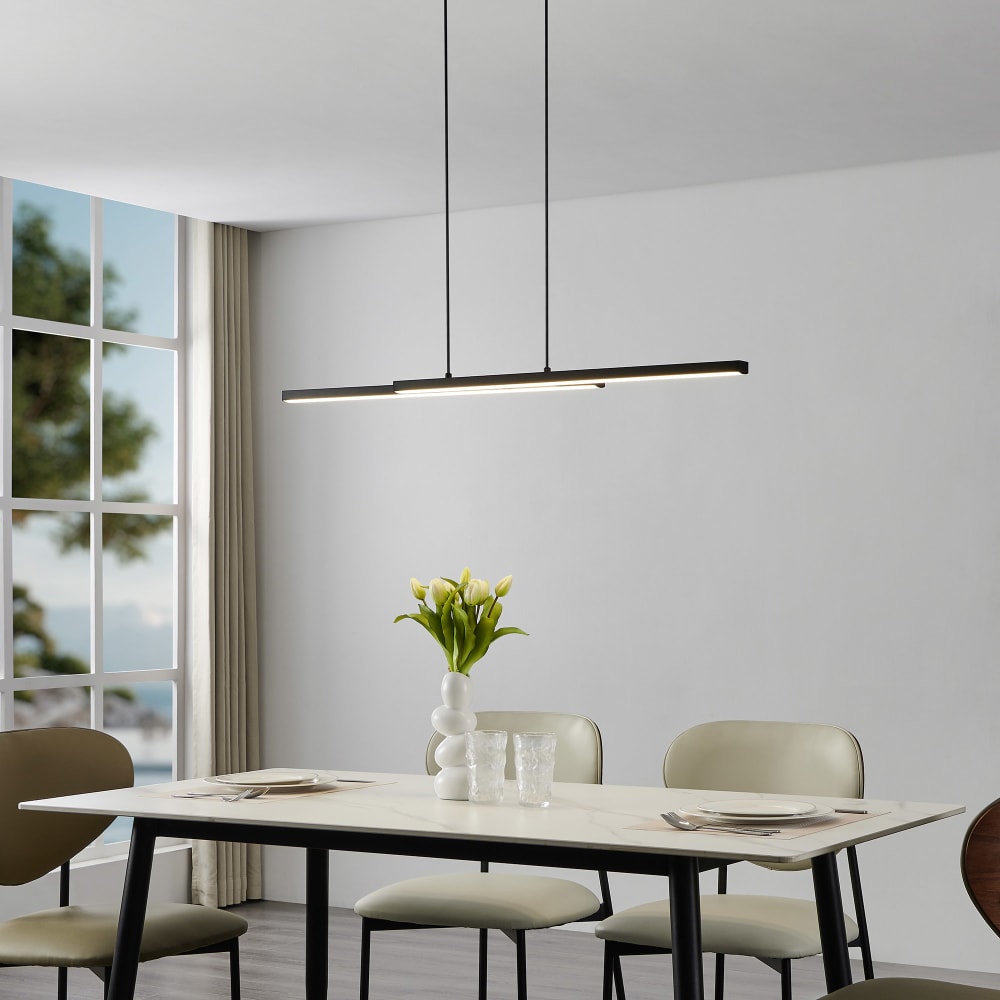 Suspension LED dimmable connecté noir — vue 3