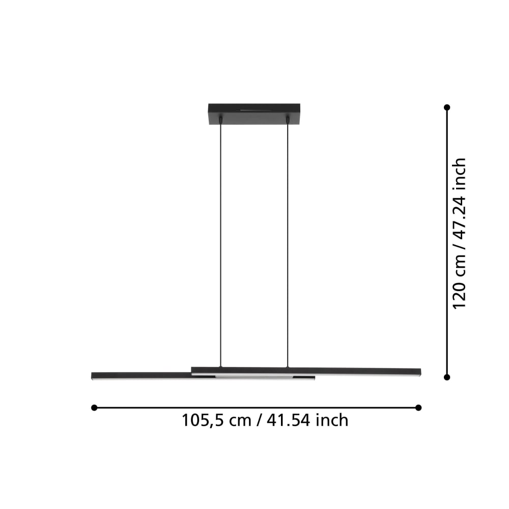 Suspension LED dimmable connecté noir — vue 4