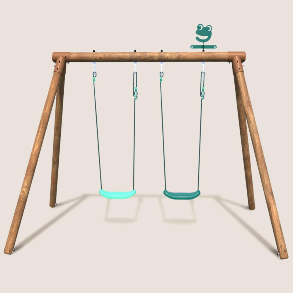 Balançoire en bois traité 2 agrès