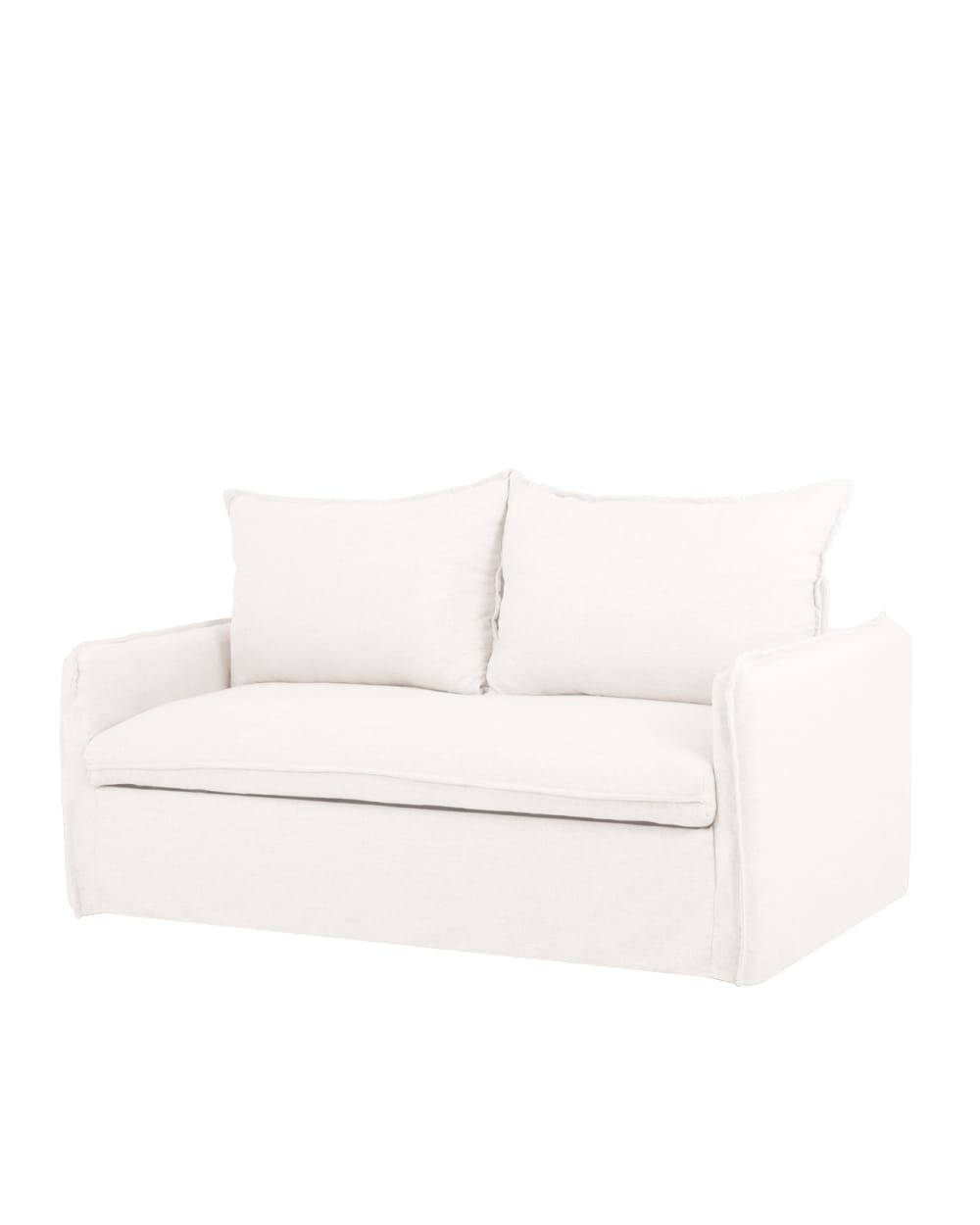 Canapé lit en coton et lin 185x95cm déhoussable blanc