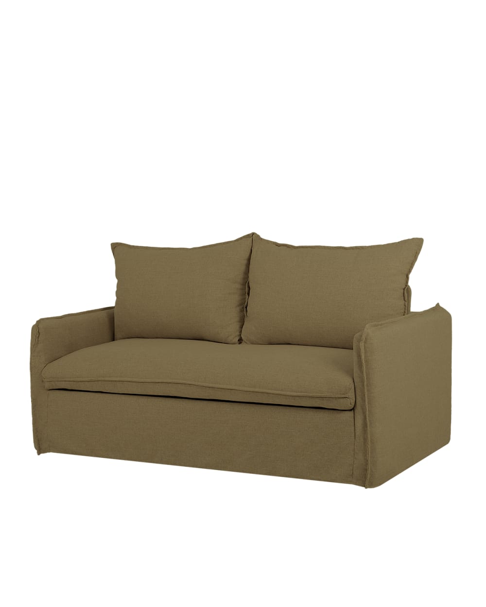 Canapé lit en coton et lin 185x95cm déhoussable vert