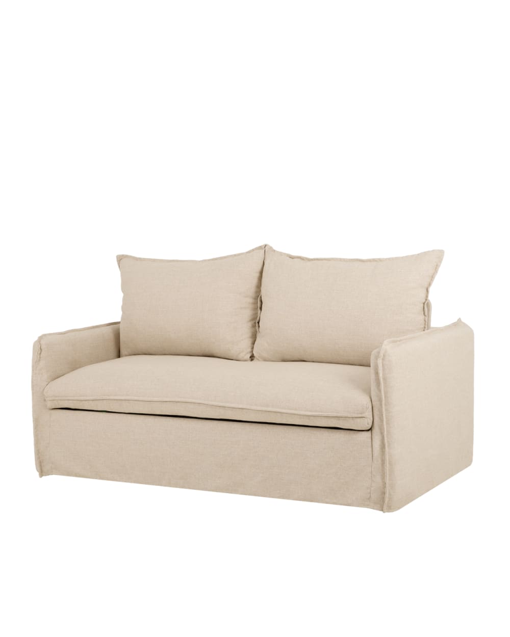 Canapé lit en coton et lin 185x95cm déhoussable beige