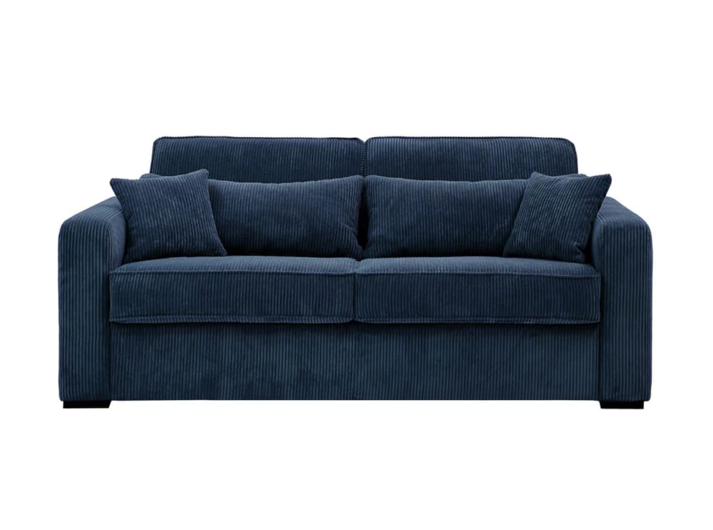 Canapé convertible couchage express 3 places en velours côtelé bleu