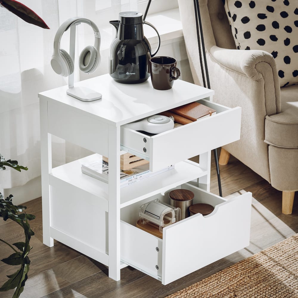 Beistelltisch Sofatisch Nachttisch Boxspringbett aus MDF(E1) Weiß