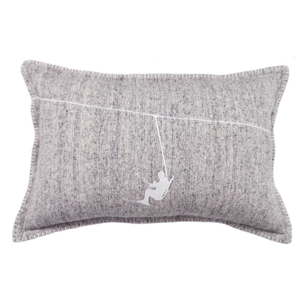 Coussin déhoussable rectangulaire brodé en flanelle 40x60cm gris — vue 3