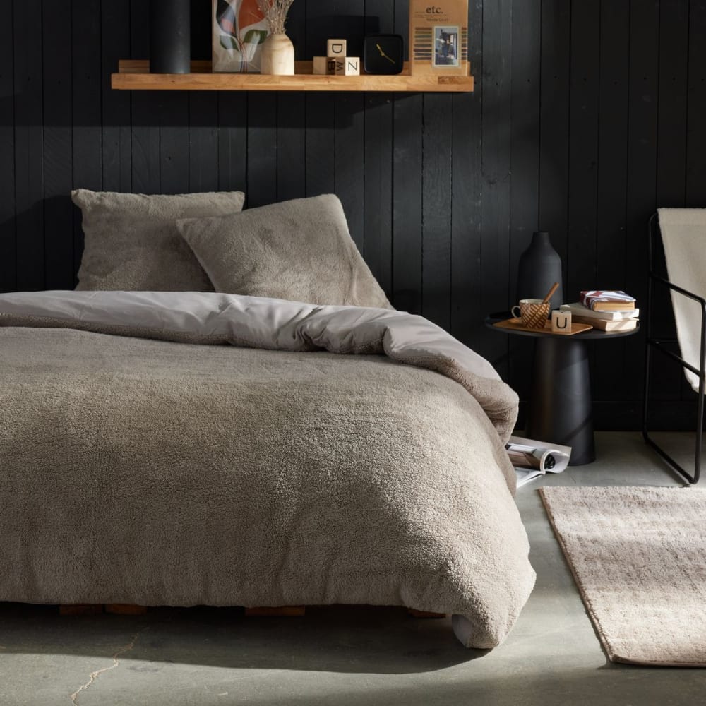 Parure de lit polaire teddy  240x220cm Beige