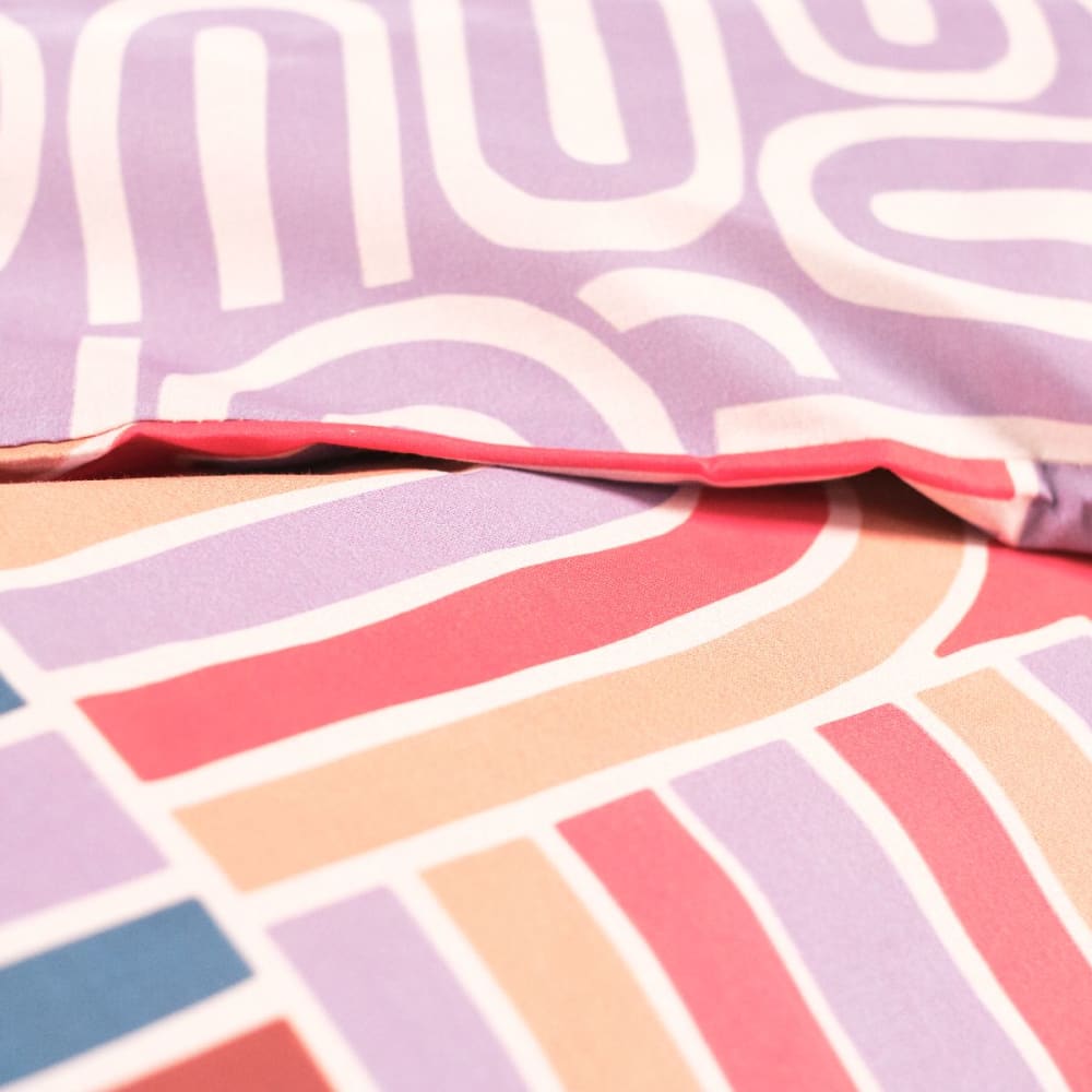 Parure de lit imprimé graphique coton 240x220cm rose — vue 3