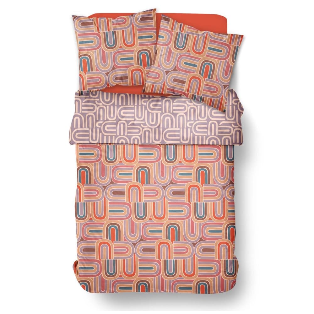 Parure de lit imprimé graphique coton 240x220cm rose — vue 4