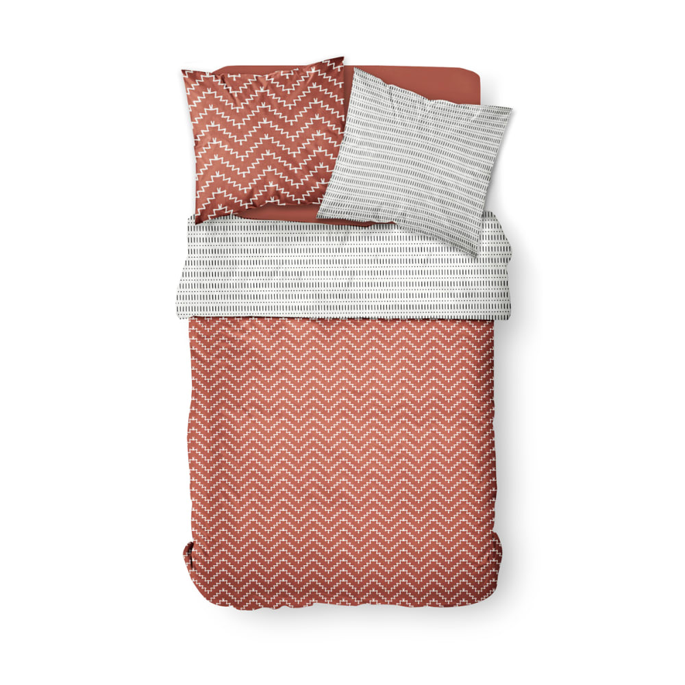 Parure de lit imprimé Floral coton 240x260cm Rouge - Maisons du Monde