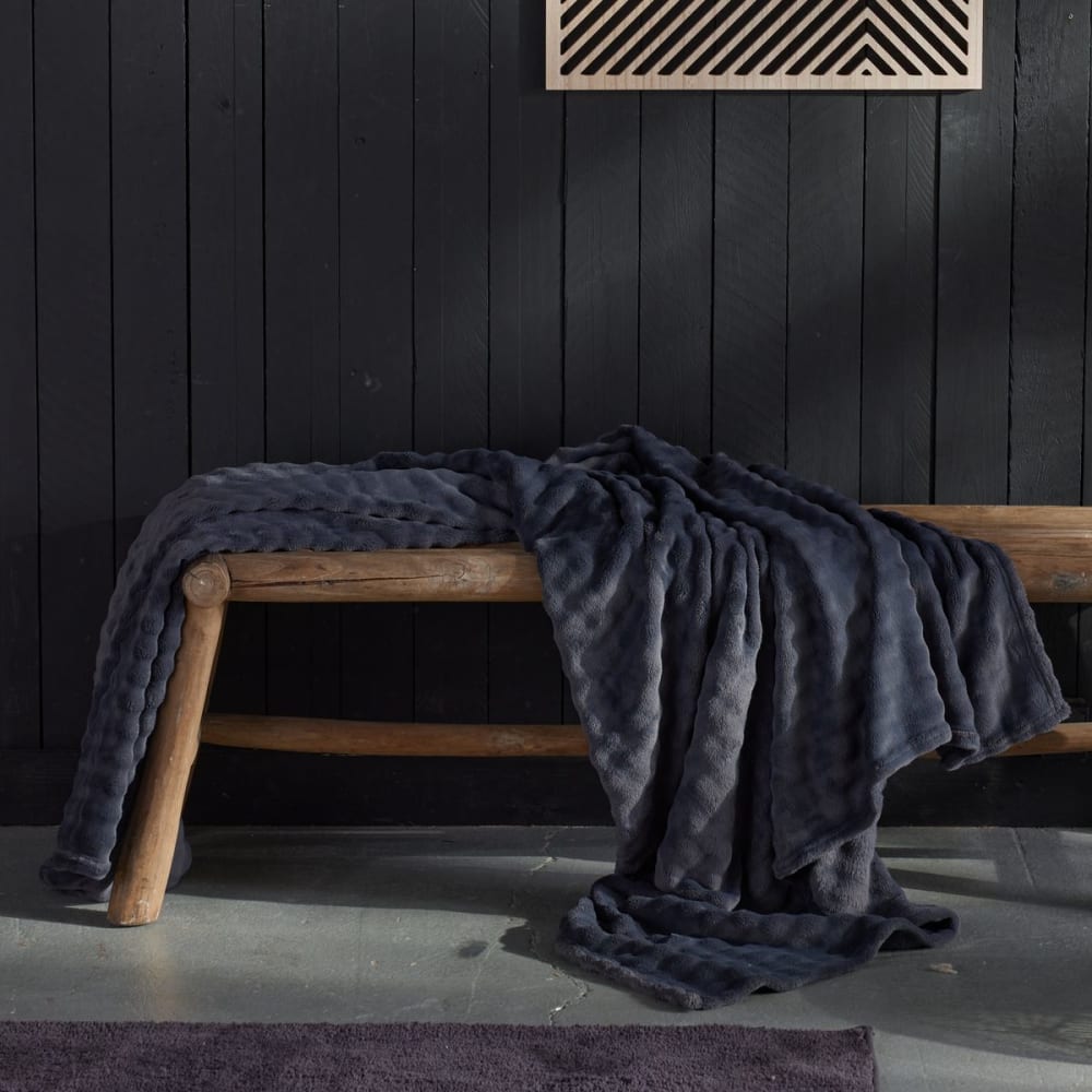 Plaid damier uni  180x220cm Gris anthracite