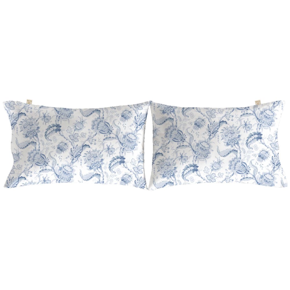 2 Taies d'oreiller en coton bleu 50x75 cm